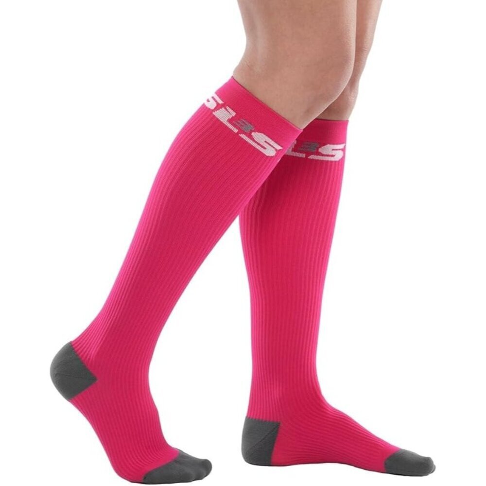 SLS3 Sports Compression Socks Pink- MED Athletic Knee High Graduated Compression